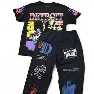 Big Sean Merch T-Shirt and Joggers Set Detroit 2 Black 2020 Vintage Graphic TEE